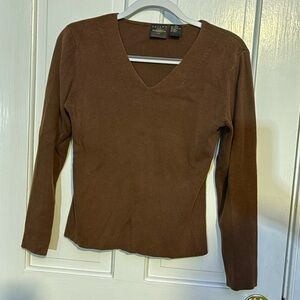 Vintage Tailor B. Moss Brown V-Neck Long Sleeve Top